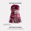 Bufanda de Rayas Ze&Ma para Mujer, Nuevo Estilo de Alta Gama para Otoño e Invierno, Estilo Coreano, Engrosada para Calidez, Calentador de Cuello Atmosférico