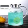 Tetera Fría de Vidrio de Borosilicato Alto Transparente para Uso Doméstico, Tetera con Tapa de Acero Inoxidable de Gran Capacidad, Tetera para Jugos Fríos