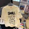 Camiseta de Manga Corta con Cuello de Bolsa de Algodón Puro con Estampado de Dibujos Animados Anime para Mujer 2024 Verano Nuevo Top Casual Holgado de Largo Medio