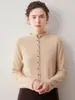 Nuevo cárdigan de cachemira pura para mujer Otoño/Invierno 2026, cuello redondo, de un solo botón, tejido de punto ajustado, estilo suave, capa base