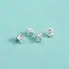 Prata de Lei S925 Banhado a Prata Contas Pequenas Cilíndricas Pulseira de Cristal Contas Soltas Estilo Coreano Pulseira de Pérolas Anel Pequenas Contas Espaçadoras Acessórios