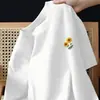 Camiseta de Manga Curta com Estampa de Girassol em Seda de Leite para Homens e Mulheres, Roupa de Verão, Tops Versáteis para Estudantes, Roupa Casual