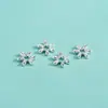 Plata de Ley S925 Chapada con Precisión Cuentas Espaciadoras de Girasol Anillo Cerrado Pulsera de Flor Hecha a Mano Accesorios para Pulsera de Cristal