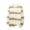 Camiseta Listrada Colorida Soltinha Tendência Primavera e Outono, Moletom Manga Longa Marca Tendência, Moletom Manga Longa Gola Redonda