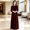Roupas Íntimas Outono e Inverno Estilo Hepburn Cor Sólida Gola Redonda Vestido Moda Feminina Nicho Atacado Transfronteiriço Solto Linha A Longo Vestido