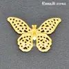Pieza de flor de joyería de hierro DIY 32 * 22 mm pieza de flor de mariposa hueca decoración mariposa dorada pequeña