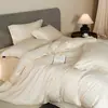 Juego de cuatro piezas de lujo 100% algodón, algodón de fibra larga, color sólido, confort de hotel, adecuado para dormir sin nada, ropa de cama de algodón de alta gama 1.8
