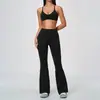 Nuevo conjunto de ropa deportiva sin costuras de Zexin, pantalones atléticos de cintura alta, levanta glúteos, acampanados, para correr, alta elasticidad, transpirable, juego de yoga 5112