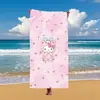 Toalha de Praia com Estampa Digital de Microfibra com Padrão Hellokitty Transfronteiriça, Toalha de Banho Esportiva de Secagem Rápida