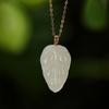 Um Veado Prata Ouro 18K Jade Natural Hetian Galhos Dourados e Folhas de Jade Pingente Moeda Antiga Folhas de Dinheiro de Cobre Pingente Feminino