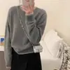 Suéter de Lã de Seda 100% Gola Redonda Feminino Outono Inverno Estilo Básico Slim Fit Manga Longa Amigo da Pele Camada Interna Top de Lã