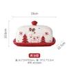 Conjunto de Louça de Mesa Cerâmica Pintada à Mão para o Natal, Prato de Bife Fofo, Prato Raso com Esmalte em Relevo, Pote Selado, Conjunto de Chá, Tigela de Cerâmica