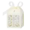 Caixa de doces em formato de cruz oca para comércio exterior, papel perolado branco gelo, caixa de presente para doces de chocolate para batizado, casamento e festa