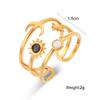 Europa y Estados Unidos transfronterizo caliente blanco y negro gota de aceite sol luna estrellas anillo de apertura de tres capas acero inoxidable chapado 18K joyería