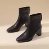 Botines de tacón grueso estilo francés para mujer, nueva colección otoño/invierno 2026, perfectos con vestidos, botas ajustadas, botines pequeños y botas tipo Martin