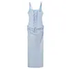 Ropa popular europea y americana transfronteriza de AliExpress para mujer, sexy, a la moda, para fiesta, sin mangas, con tirantes de ballena, vestido largo
