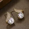 Brincos de zircônia com diamantes completos, estilo super fada, temperamento doce, simples e deslumbrantes, com toque de alta qualidade, joias compactas e brilhantes de nicho de luxo leve