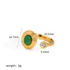 Anillo de Acero Inoxidable con Piedra Natural de Lujo Ligero de Moda para Mujer, Versátil y de Gama Alta, Anillo Abierto de Acero de Titanio que No se Desvanece