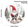 Pingente de Boneco de Neve de Madeira de Natal Transfronteiriço Artesanato Pendurado Decoração de Atmosfera de Natal Placa Redonda Placa de Porta
