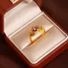 Anillo de Flor y Hoja con Incrustaciones de Diamantes Estilo Chino Colorido Electróforesis Moda Anillo Antiguo Cheongsam Pulsera Retro de Rosa para Mujer
