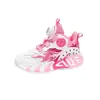 Tênis de basquete infantil para meninos e meninas sapatos esportivos atrito faz barulho verão novo malha respirável leve tênis de treino