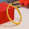 Nuevo brazalete de brocado florido color oro arena push-pull color oro brazalete sólido de ratán de acacia joyería de oro de estaño ajustable venta al por mayor