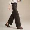 Pantalones de pierna ancha, fluidos y adelgazantes de cintura alta para mujer, elegantes pantalones de traje, pantalones casuales simples holgados, pantalones largos de talla grande para mujeres de talla grande