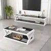 Combinação de mesa de centro e rack de TV para sala de estar, apartamento pequeno, mesa de chá para varanda, mesa de chá simples moderna de vidro temperado