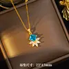 Estilo Nuevo Coreano y Japonés Cobre Incrustado Circonita Azul Circonita Collar Pendientes Anillo para Mujer Diseño de Nicho Cadena para Suéter Joyería de Moda de Gama Alta