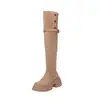 Botas Marrones por Encima de la Rodilla para Mujer, Nuevo 2026 Versátiles de Suela Gruesa que Aumentan la Altura Doble Uso Tacón Grueso Tubo Alto Botas de Montar para Mujer