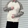 Chaqueta cárdigan casual y elegante para hombre, bloques de color de invierno, tejido casual simple, suéter versátil estilo coreano, top de marca moderna