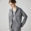 26 Nuevo Abrigo Cardigan de Punto Liso para Mujer Otoño/Invierno 35% Cachemir 65% Lana Cuello Semi Alto Bolsillo con Doble Cremallera