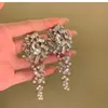 Super Flash Retro Ins Brincos de Luxo com Strass Luz High Sense Brincos de Flor de Bola de Jantar Brincos Elegantes de Deusa