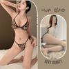 Lingerie Sexy, Estampa de Leopardo, Confortável, Puro Desejo, Lingerie com Alça no Pescoço, Pijama, Conjunto Feminino, Lingerie Sexy, Sedução