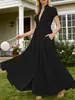 Desea Sitio Independiente Comercio Exterior Transfronterizo Elegante y Gracioso Vestido Largo de Cuello Alto con Cintura Alta, Falda Plisada y Fluida
