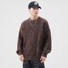 Suéter Tejido Retro Cálido de Invierno para Hombre Holgado Talla Grande Estilo Japonés Versátil Cuello Redondo Suéter Pulóver Casual Tendencia