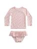 Traje de baño de dos piezas con protección solar de manga larga para niñas, estilo transfronterizo, Verano 2026, Ropa de baño para vacaciones infantiles, Ropa de baño para bebés estilo Ins