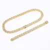 Hip Hop Europeu e Americano Venda Quente Transfronteiriça Corrente de Cristal de Rocha com Diamante Completo Zircônia Quadrada Colar Três Efeitos Disponíveis Gargantilha