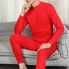Traje de mallas largas para hombre ropa interior térmica masculina esposo suéter rojo pantalones invierno joven rojo chino