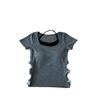 Nueva Camiseta de Cuello de Color en Contraste Diseño Hueco de Lazo Doble Sexy Moda Spice Girls con Almohadilla en el Pecho Manga Corta Mujer