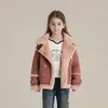 Roupas Infantis Rantuo 26º Aniversário Novo Estilo Jaqueta de Couro e Pelo Integrados Simples Fashionável Estilosa para Outono e Inverno