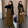 Maternidad Otoño Moda Sencilla Casual Holgado Mono Falda Cuello Medio Capa Base Tendencia Mamá Adelgazante Conjunto de Dos Piezas