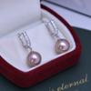 Pendientes de perla de agua dulce de 11-12 mm, grandes, blancos, morados, redondos, fuertes, ligeros, finos, con hebilla para la oreja, de plata S925, para mujer.
