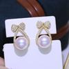 Acessórios de joias diy S925 prata esterlina brincos de pérolas de menina doce brincos vazios brincos artesanais material de prata