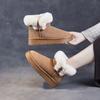 Botas de nieve de algodón cálidas e informales de suela gruesa para mujer, botas de lana combinables con hebilla de cuerno, para invierno, 2024
