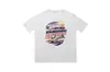 High Street Europeo y Americano Marca de Moda RHUDE Atardecer Cara Redonda de Corazón Impresión de Letras Nuevas Oversize Holgada Camiseta de Manga Corta