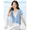 Camiseta Sem Manga Feminina Texturizada Patchwork Color Block Estilo Verão 2026