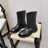 Botas Western de Piel de Vaca Pulida 2026 Otoño/Invierno Nuevas Botas Retro de Poner a Media Pantorrilla Botines de Piel Genuina para Mujer Tacón Bajo de Moda