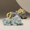 Fábrica Estilo Chino Atrae Fortuna Pixiu Arenisca Verde Estilo Chino Adornos Creativos Maceta Micro-Paisaje Acuario Decoración de Paisajismo Muebles