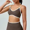 Traje de Yoga Sin Costuras Transpirable de Secado Rápido Top de Yoga con Almohadilla en el Pecho Fitness Antishock Pilates Espalda Descubierta Ropa Interior Deportiva